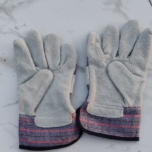 Source Unknown Gray and Pink Work Gloves with Reinforced Palms